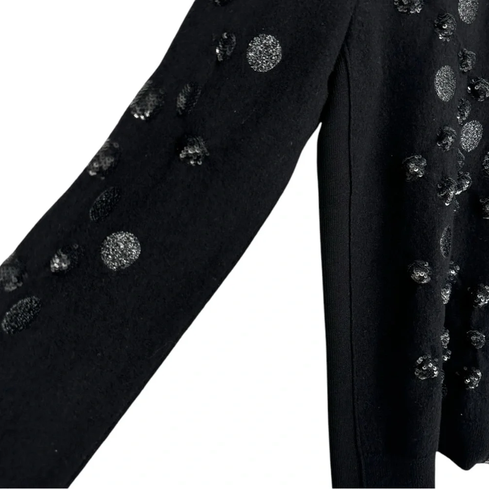 Nina Ricci Black Sequin Embellished Wool Blend Jacket size Medium